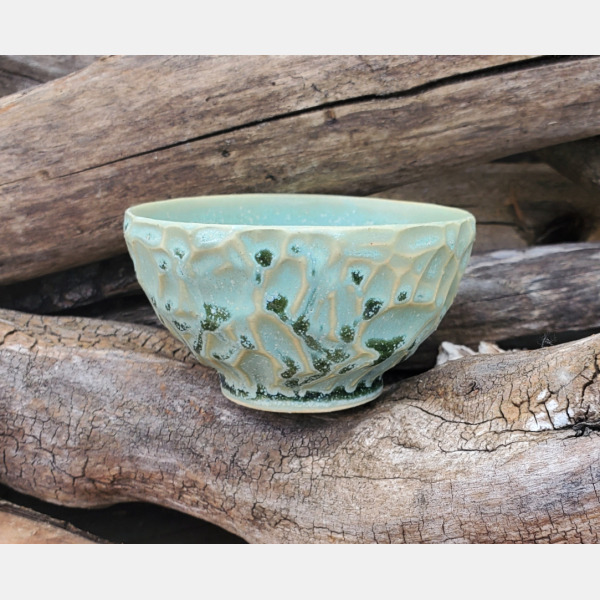 Green Irregularly Carved Dip Bowl